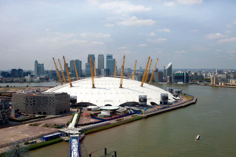 Image of the O2 Arena taken from the River Thames